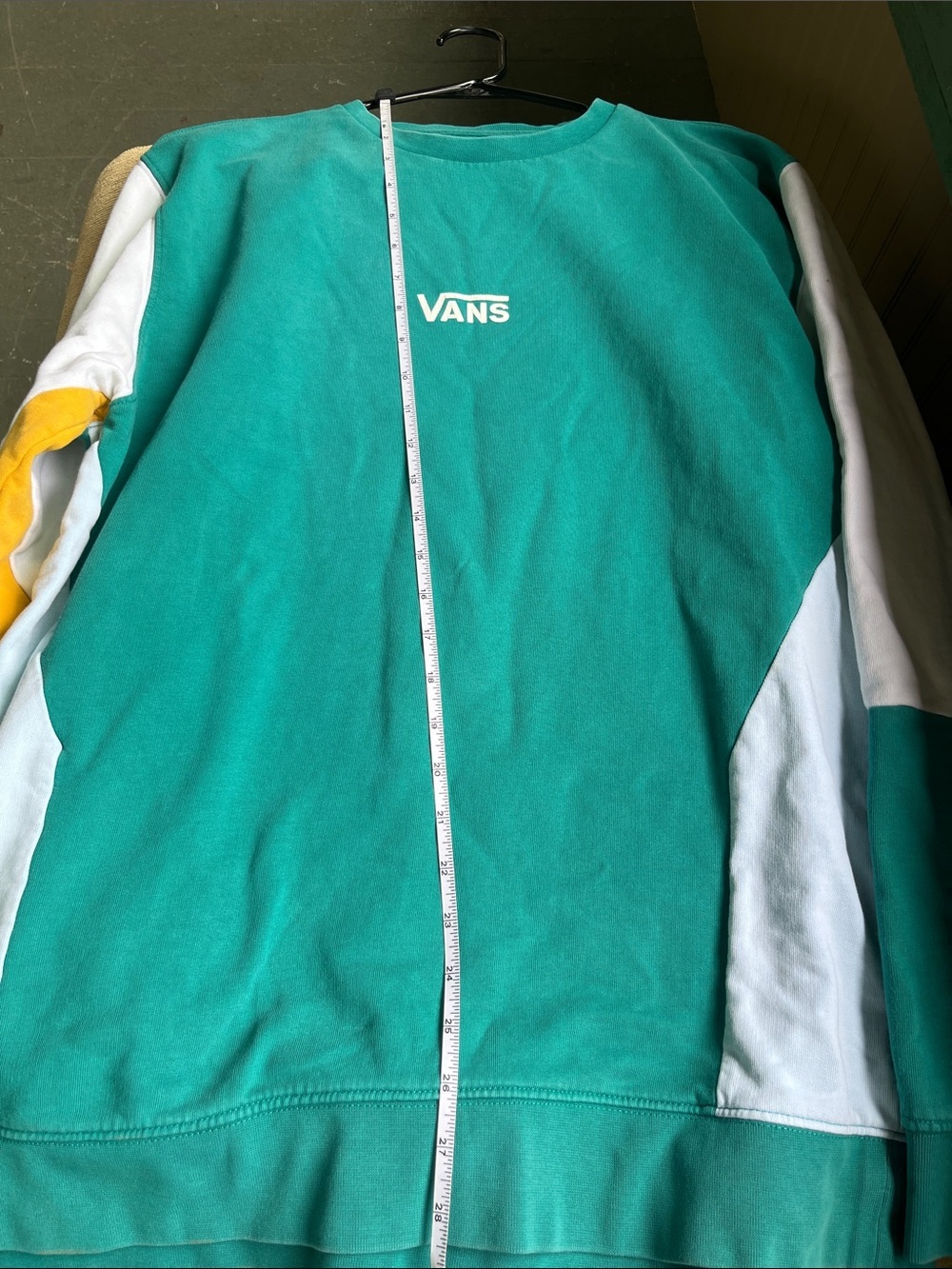 Vans Colorblock Crewneck Sweatshirt | Teal Blue Mustard | Unisex - Picture 6 of 13